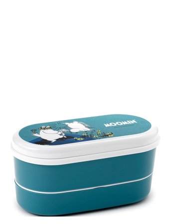 Puckator Stacked Bento Box Lunch Box With Cutlery - Blue - ONE SIZE