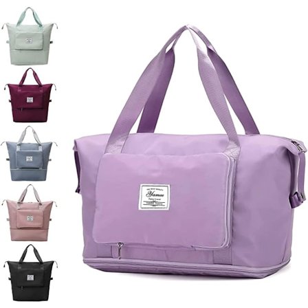 Stor sammenleggbar koffert, lett og vanntett koffert med fast stropp, tørr og våt separasjon sammenleggbar koffert