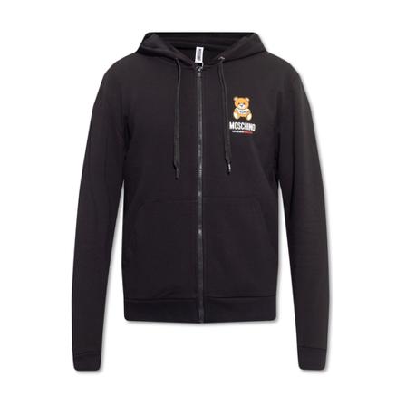 Moschino, Printed Hoodie Zwart, Heren, Maat:S,Cotton