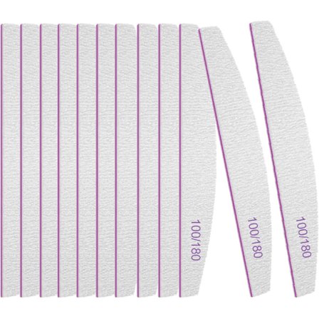 12-pakke profesjonelle neglefiler, dobbeltsidig fil 100 180 korning, vaskbar neglefilbuffer, manikyrverktøy, neglepleieverktøy, kjæledyrpleieverktøy