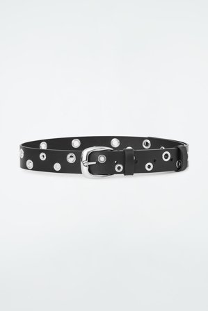 COS Women's Leather Eyelet Belt in Black