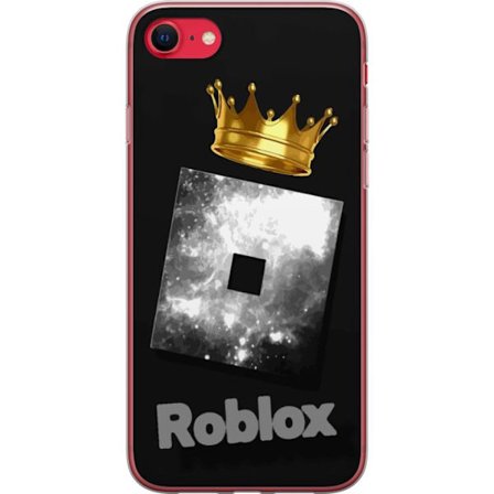 Kompatibel Mobilcover til Apple Apple iPhone 7 Minimalistisk sort og sølvfarvet Roblox-symbol med gylden krone og luksuriøs gamer-æstetik på mørk