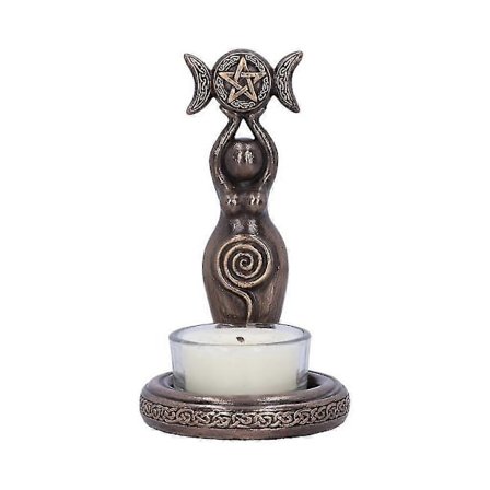 ZK-Spiral Goddess Figurine Trippelmåne Tealight Ljusstake Resin Skulptur Heminredning (FMY)