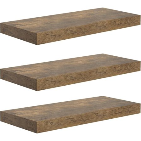 Rootz vägghyllsats - Flytande hyllor - Svart - MDF-trä - 40cm x 22,9cm x 3,8cm - Lätt att montera - Modern design