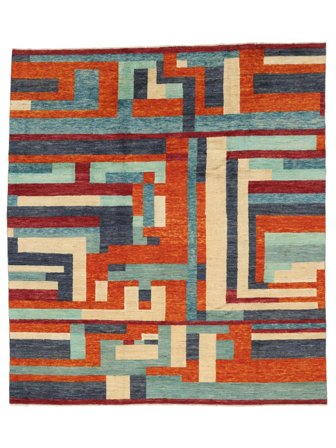 Hand Knotted Berber Colourful Rug 252X292 Wool Dark Red/Black Large