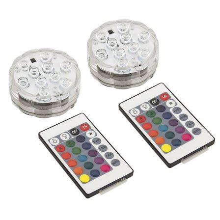 2 stk. nedsænkelige LED-lys, vandtætte undervandslys til pool med 16 farver, fjernbetjening til akvarium, vase, badekar, spabad, halloween