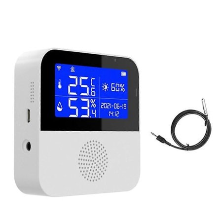 Tuya Smart Home WIFI Temperatur- og Fuktighetsensor Alarm Innendørs Utendørs Hygrometer Termometer Støtte