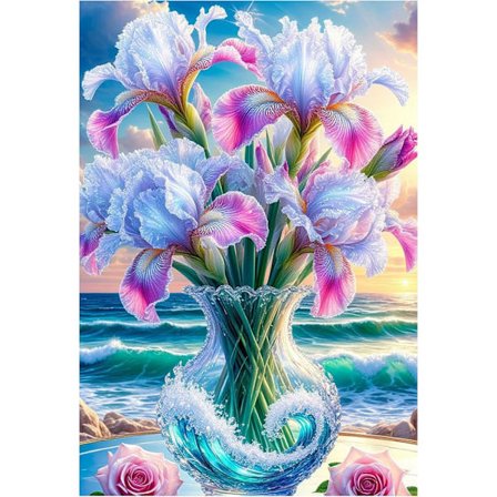 Diamond Painting Kits til voksne, Blomster Diamond Art Kits, 5D Diamond Painting Blomster, DIY Fuld Runde Diamond Kits, Blomster Gem og Håndværk, 