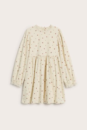 Newbie | Blommig manchesterklänning | Ljusbeige