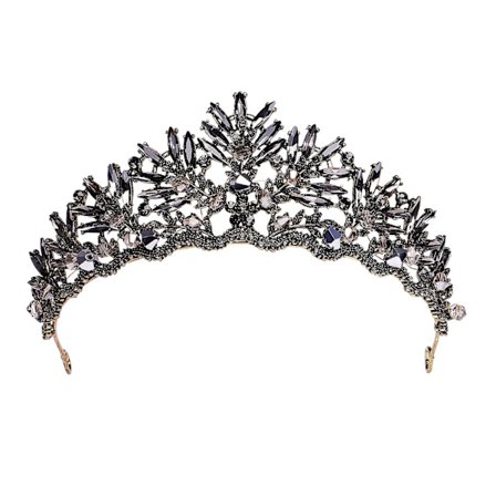 Vintage Barokki Kruunu Seos Prom Queen Kruunu Morsiamen Tiara Hääpääkoriste (musta)