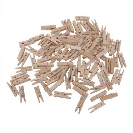 100-pack Små Träpinnar Clips Med Metallfjäder Hembruk Diy