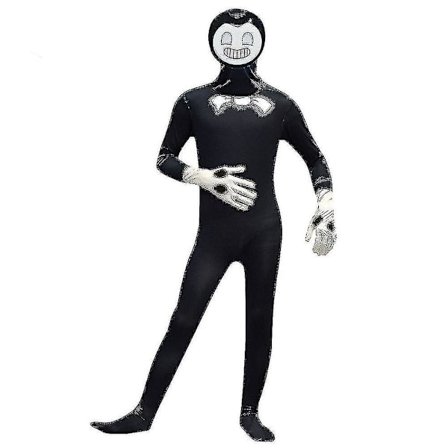 Bendy And The Ink Machine Kids Boy Cosplay Jumpsuit+mask Fancy Costume -a