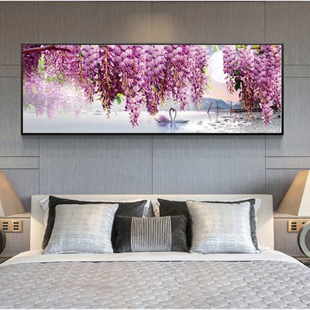 DIY lilla svane blomst diamantmaleri, flere størrelser