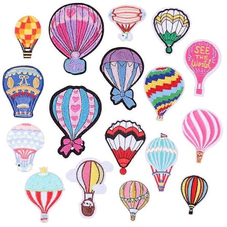 Strykeapplikasjon, 17 stk. Varmluftsballong Strykeapplikasjon Klistremerke Strykeapplikasjon eller Sy-på-applikasjon for Klær T-skjorte Jeans Jakke