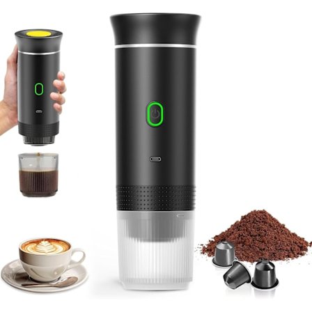 Bærbar Kaffemaskin, 3 i 1 Espressomaskin med Oppvarming - 12V - Kompatibel med Espressokapsler og Malt Kaffe