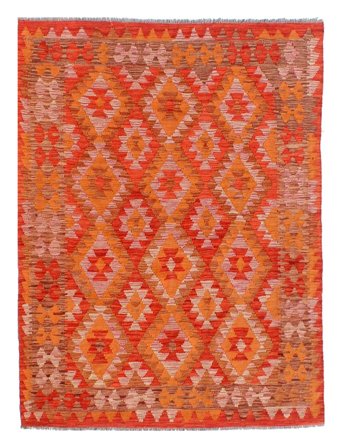 Tissé À La Main Kilim Afghan Old Style Tapis 147X195 De Laine Rouge/Rouge Foncé Petit