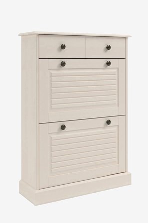 Loft24 - Mille Skokommode med 2 klaplåger 1 skuffe i fyrretræ - Hvid - Skoskabe - Fra Homeroom