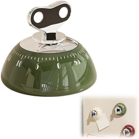 Vintage 60-minutters køkkenur med lydalarm - Magnetisk mekanisk nedtællingsur til madlavning, kontor, studier - Grøn