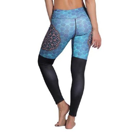 Blågröna Mönstrade Yoga Leggings