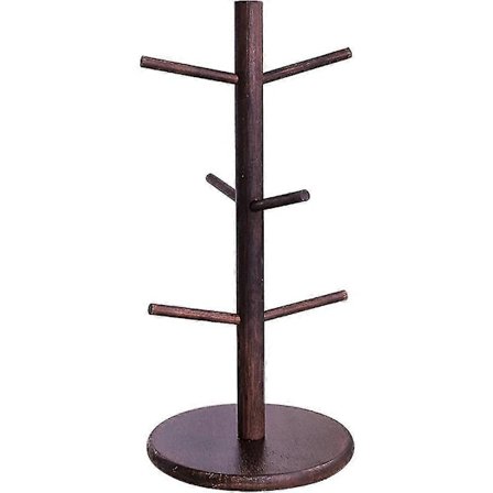 Kaffekoppholder, kaffekopptre, kaffeorganisasjonsstasjon med 6 kroker, kaffekoppholder i bambus F