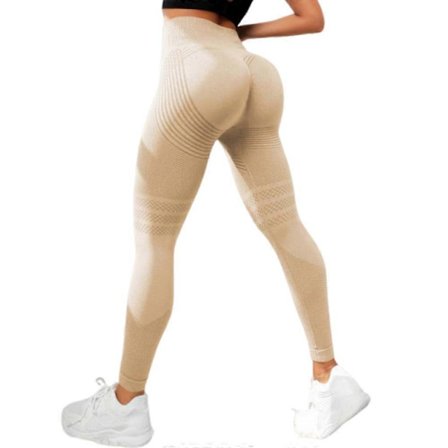 [LCS] 3D Cellulitt Leggings for Gym - Høy Midje, Butt Lift & Tummy Control - Khaki L
