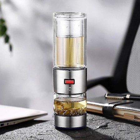 400 ml Lasinen Vedenpullo Irtolehtiteellä, Musta