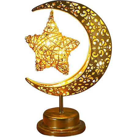 Ramadan Bordlampe Led Jern Måne Stjerne Eid Natlys Ramadan Dekoration Lys Mubarak Batteridrevet Lampe Til Islamisk Festival Soveværelse Fest Ferie