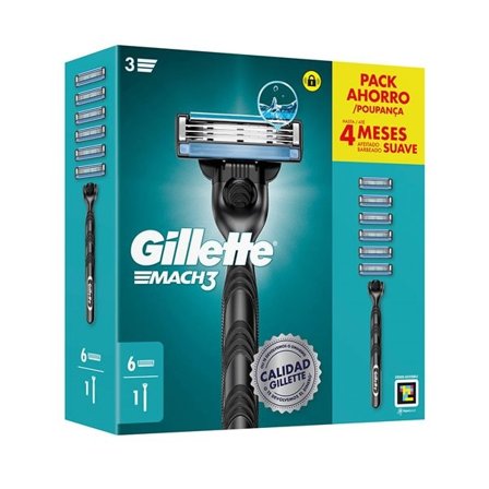 Gillette Mach3 barbersett med 6 barberblader