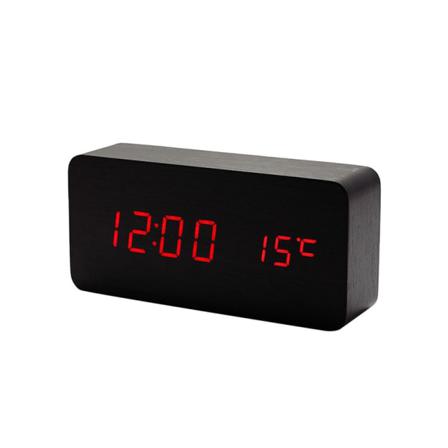 Digital Led Väckarklocka I Trädesign - Svart / Röd Svart