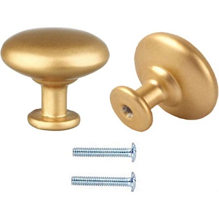 2 st guld kökshandtag runda skåpknoppar matt guld K