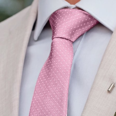 Cravate en soie rose à pois blancs - 6 cm pour hommes - Cravates à motif