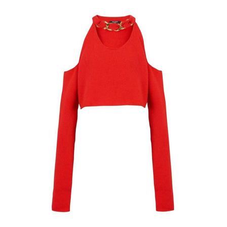 Balmain - Toppar - Röd - Dam - Storlek: L, Dam, Storlek: L