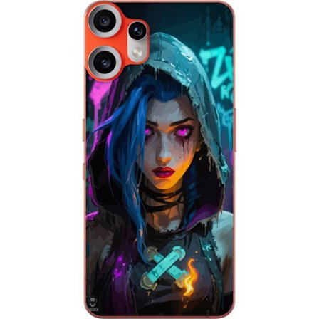 Kompatibelt Mobilskal till Nothing Nothing CMF Phone 2 Pro Neon tjej huva cyberpunk glöd graffiti lila ögon vildsint futuristisk gatukonst stark att