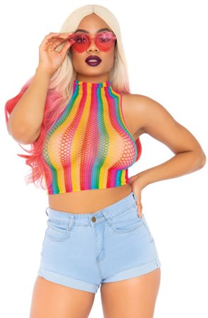 Leg Avenue Rainbow Net Crop Top One Size