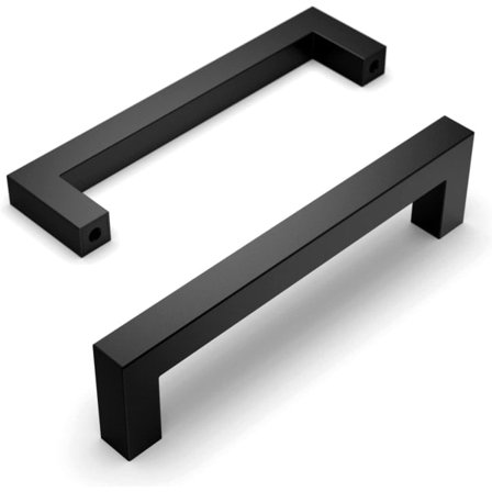 Set of 10 Black Kitchen Handles, 96mm Hole Center