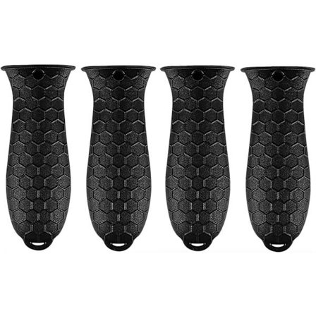 4 stk. Silikone Varmt Håndtag Holder - Grydelap til Støbejernspander & Stegepander - Varmebestandig Ærme Greb Håndtag Cover, Sort