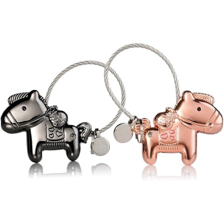 2 Par Kärleksnyckelringar, 1 Par Hästmagneter, Liten Nyckelring med Magnetisk Mun, Stålvajerhalsband
