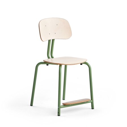Klassenzimmerstuhl YNGVE, 4 Beine, grün, Birke, H 500 mm