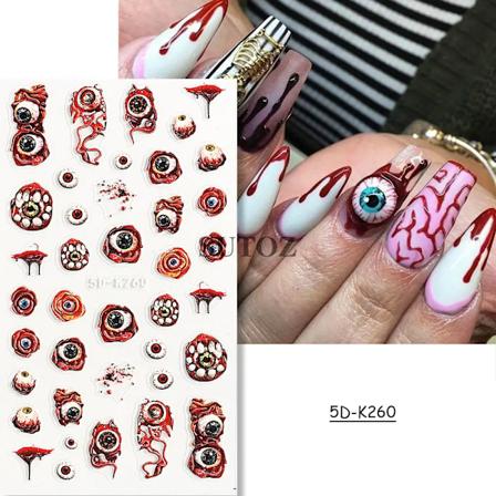 5D Rød Ond Øjenæble Negleklistermærke Relief Halloween Dekoration Blod Edderkop Design Tusindben Skorpion Manicure Slider LEB5D-K257 5D-K260