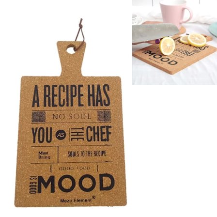 Skærebræt i kork i nordisk stil - original træfarve - 1 stk