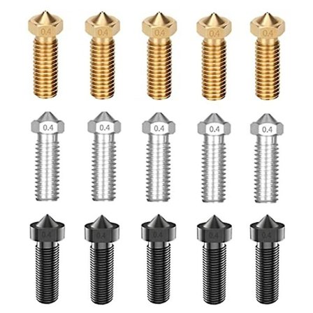15 kpl suuttimien setti Anycubic Vyperille, 3D-tulostimen osat kovatettua terästä/ruostumatonta terästä/messinkiä 0,4 mm N
