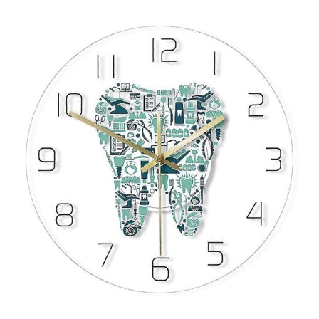 Färgglad Tandläkarmottagning Tandväggklocka Tandvård Akryl Hängande Klocka Tyst Rörelse Väggklocka Dekoration Väggklocka (FMY)