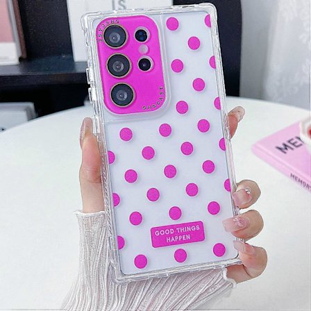 Skal till Samsung Galaxy S25 Ultra Transparent PC+TPU Mobilskal med Polkadotmönster och Linsskydd