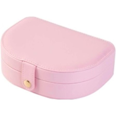 Bærbar smykkeskrin øreringe halskæde ornament opbevaringsboks armbånd smykker opbevaringsboks (Pink)
