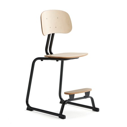 Klassenzimmerstuhl YNGVE, Kufengestell, anthrazit, Birke, H 520 mm
