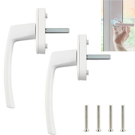 Vindushåndtak aluminium vindushåndtak hvit 2 stk, balkongdørhåndtak uten låsesylinder, pinnelengde 35 mm vindustilbehør dørhåndtak