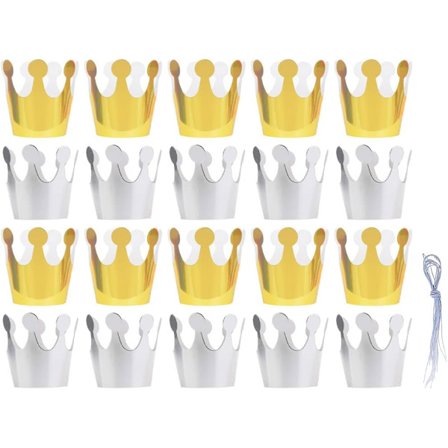20-pack kronhattar i papper, födelsedagskronor, festdekoration