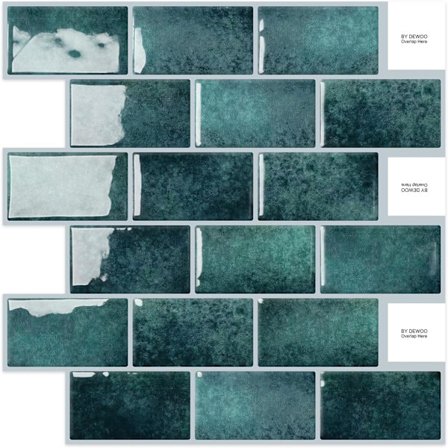 Green Credence -liimattavat laattatarrat, liimattava seinätarra keittiöön ja kylpyhuoneeseen (10 kpl, 30,5 x 30,5 cm)