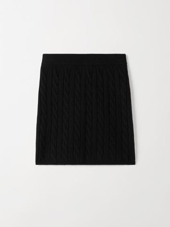 Soft Goat - Cable Knit Skirt - Cashmere skirt - S - Black