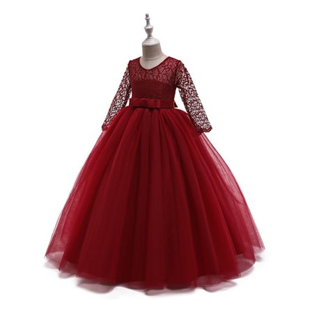 Blomsterpike Kjole med Blonder For Barn Bryllup Brudepike Fest Ball